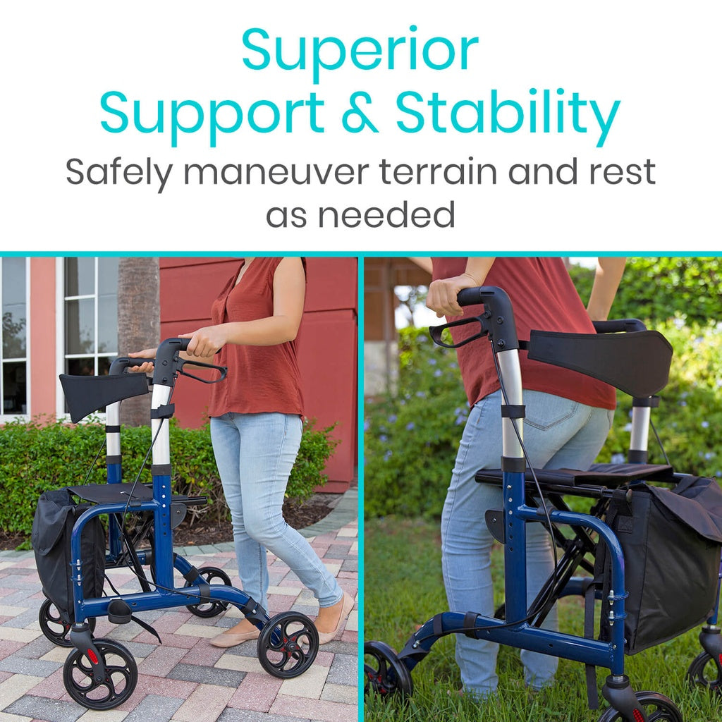 2 in 1 Rollator Walker and Transport Wheelchair Combo