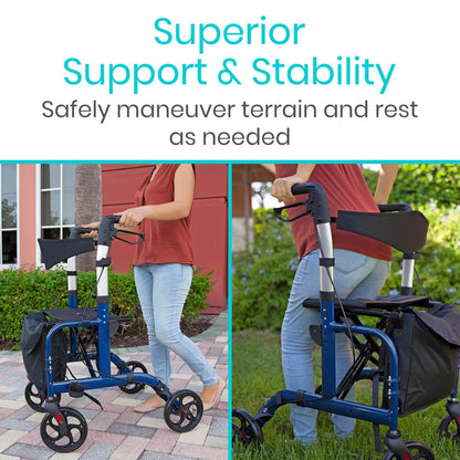 2 in 1 Rollator Walker and Transport Wheelchair Combo