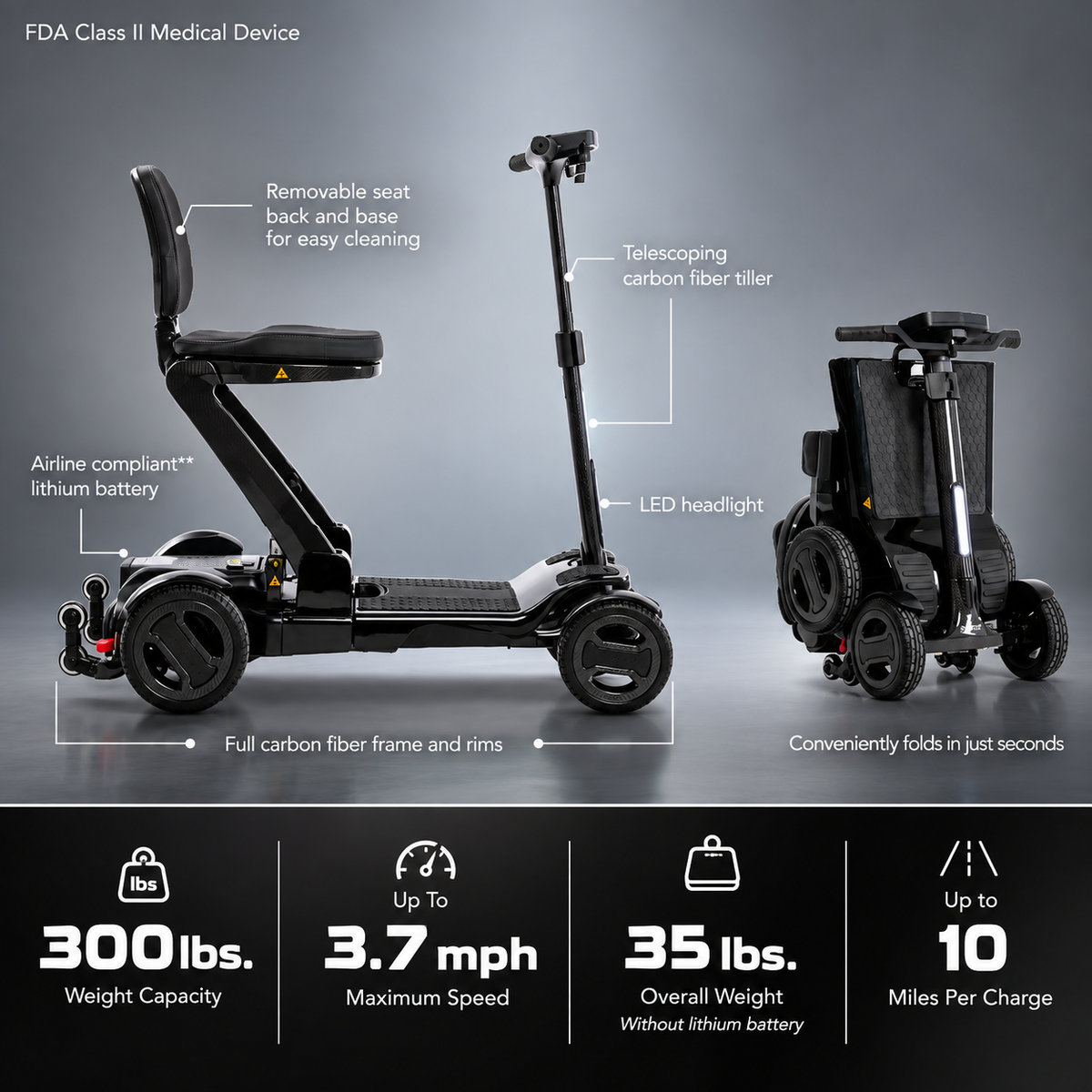 Go Go Carbon Ultra-lightweight Folding Scooter