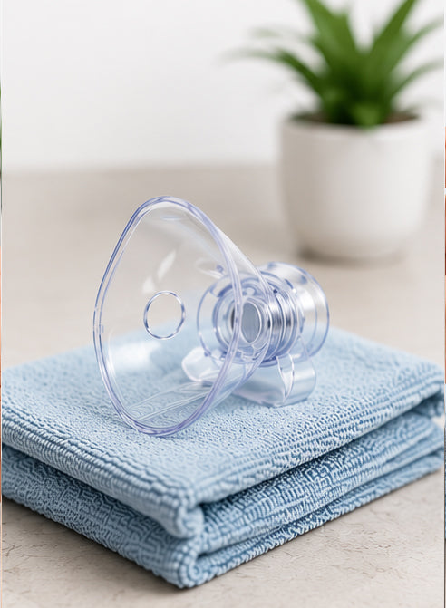 Clean Nebulizer parts air drying on a folded towel