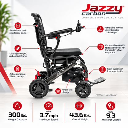 Pride Jazzy Carbon folding power wheelchair, view 2