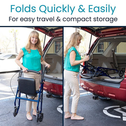 Rollator walker handle with dual hand brake