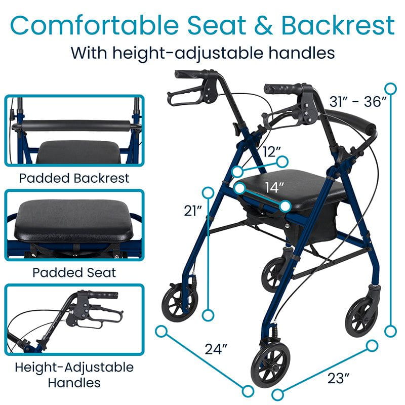 Adjustable handle height on aluminum rollator
