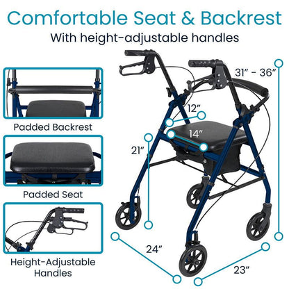 Adjustable handle height on aluminum rollator