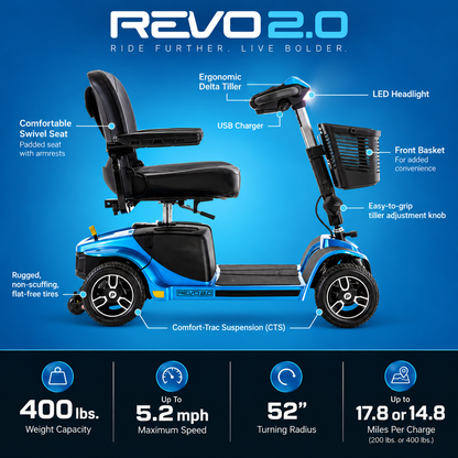 Pride Revo 2.0 4-wheel mobility scooter – view 3