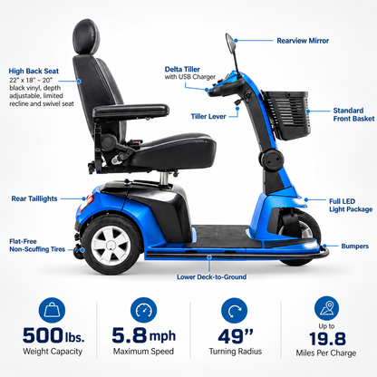 Pride Maxima 3-wheel heavy duty mobility scooter – view 3