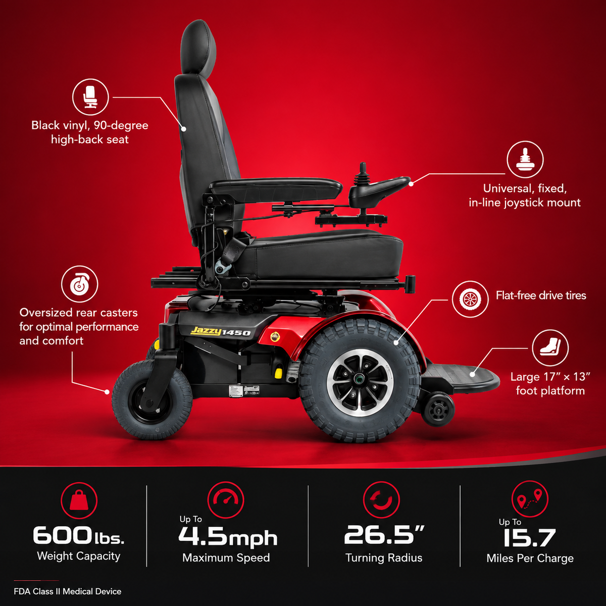 Pride Jazzy 1450 heavy duty power wheelchair, view 2