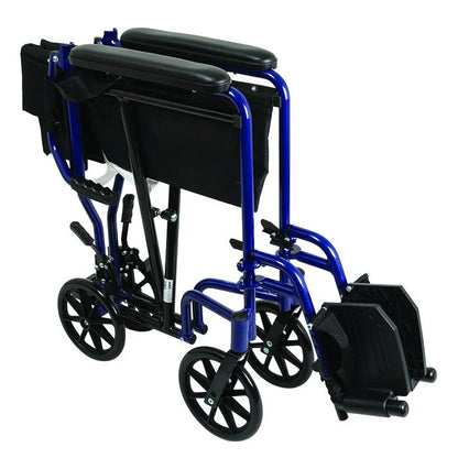 19" Transport Companion Chair with Fold Down Back and Hub Brakes