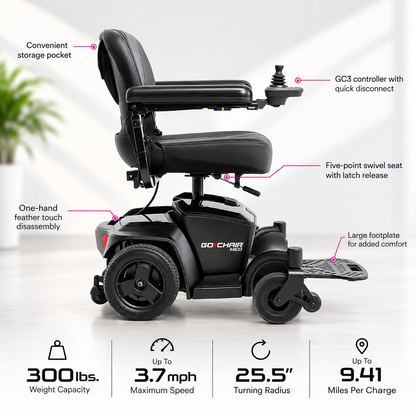 Pride Go Chair MED portable power wheelchair, view 3