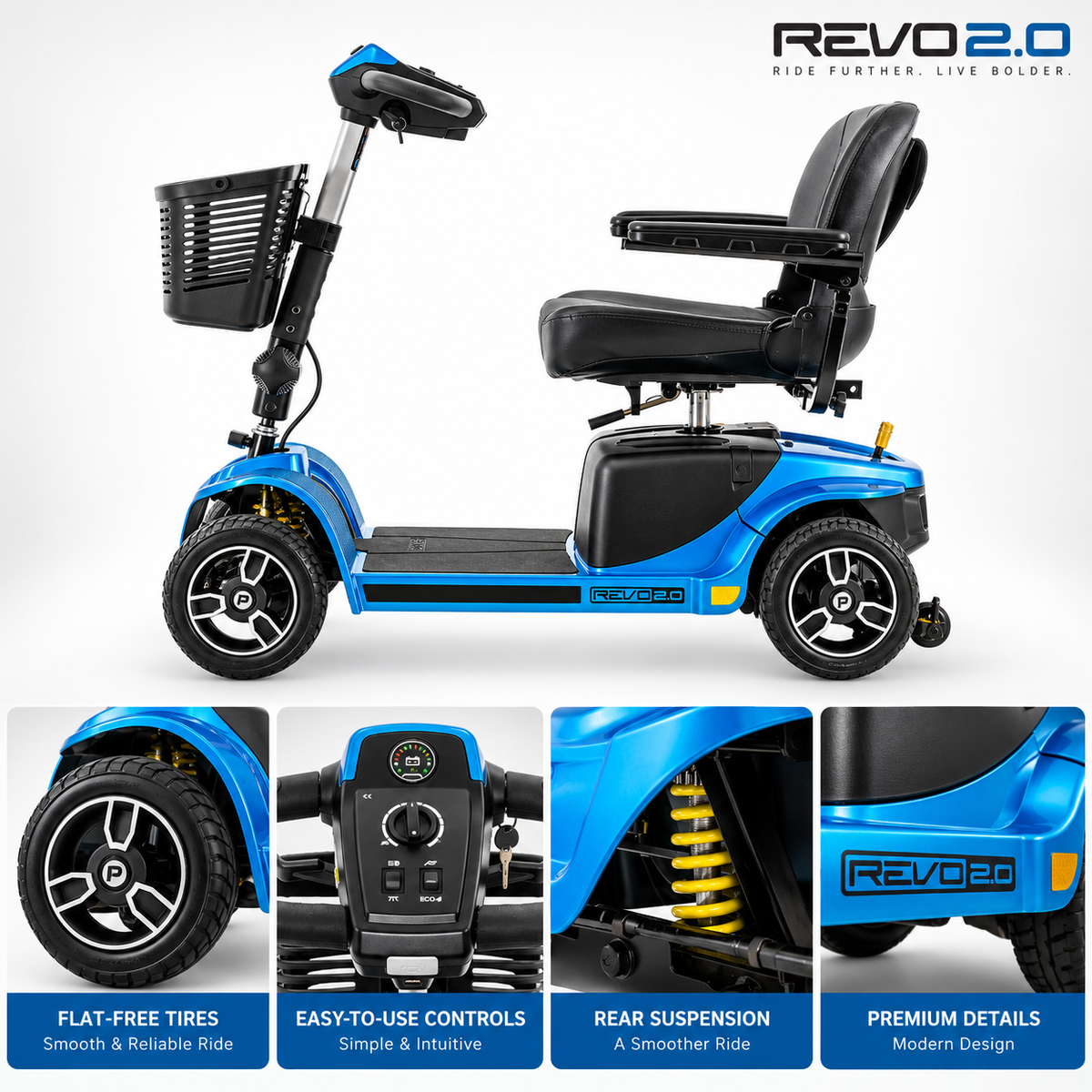 Pride Revo 2.0 4-wheel mobility scooter – view 4