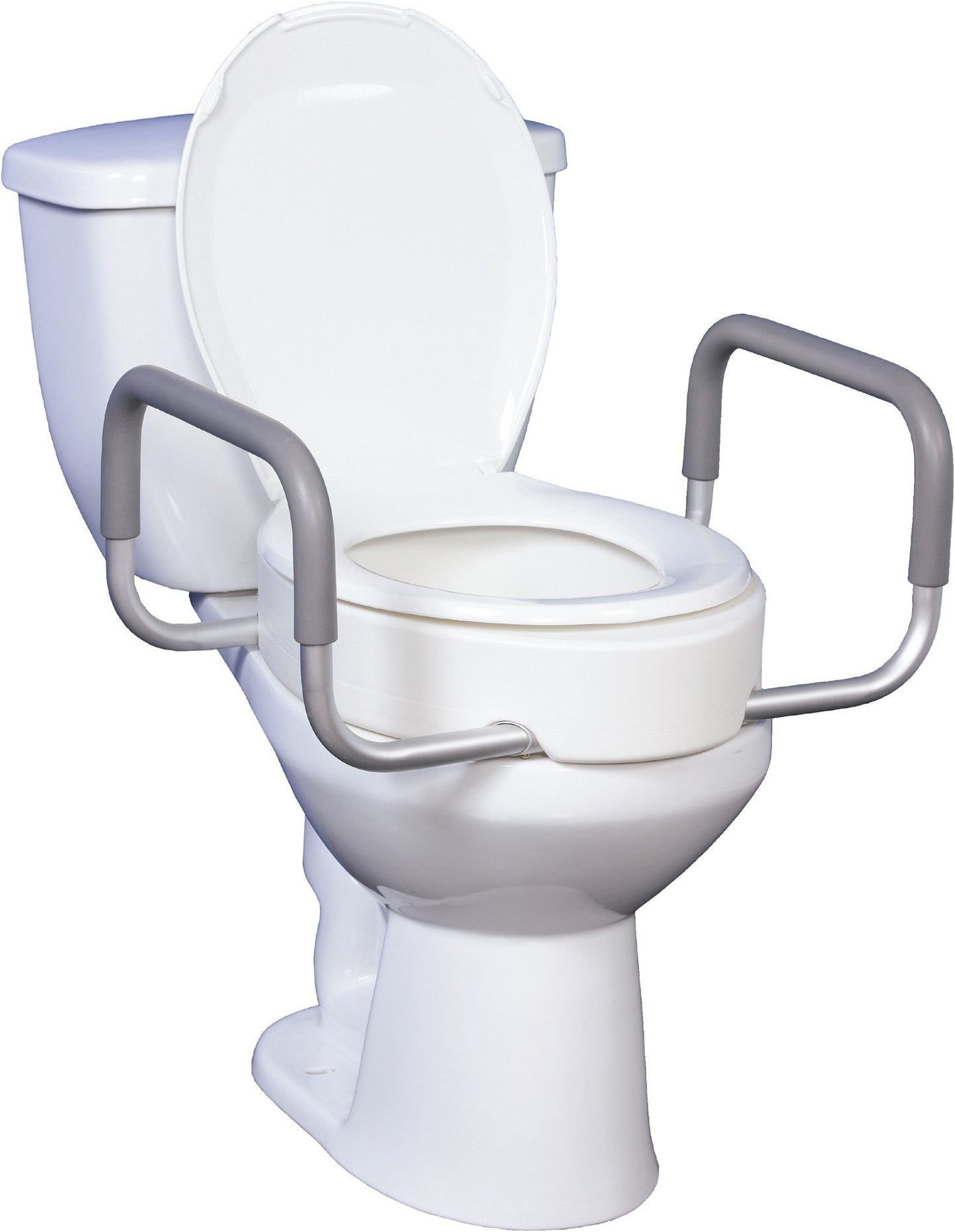 Raised Toilet Seat Elongated With Removable Arms, 3.5" Height