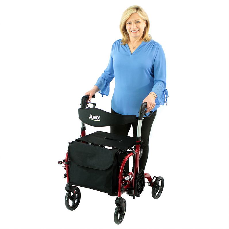 2 in 1 Rollator Walker and Transport Wheelchair Combo