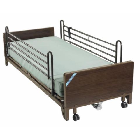 hospital bed with full railings