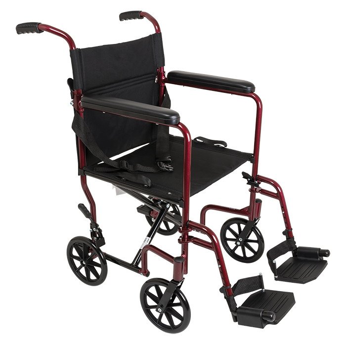 19" Transport Companion Wheelchair Aluminum - Red